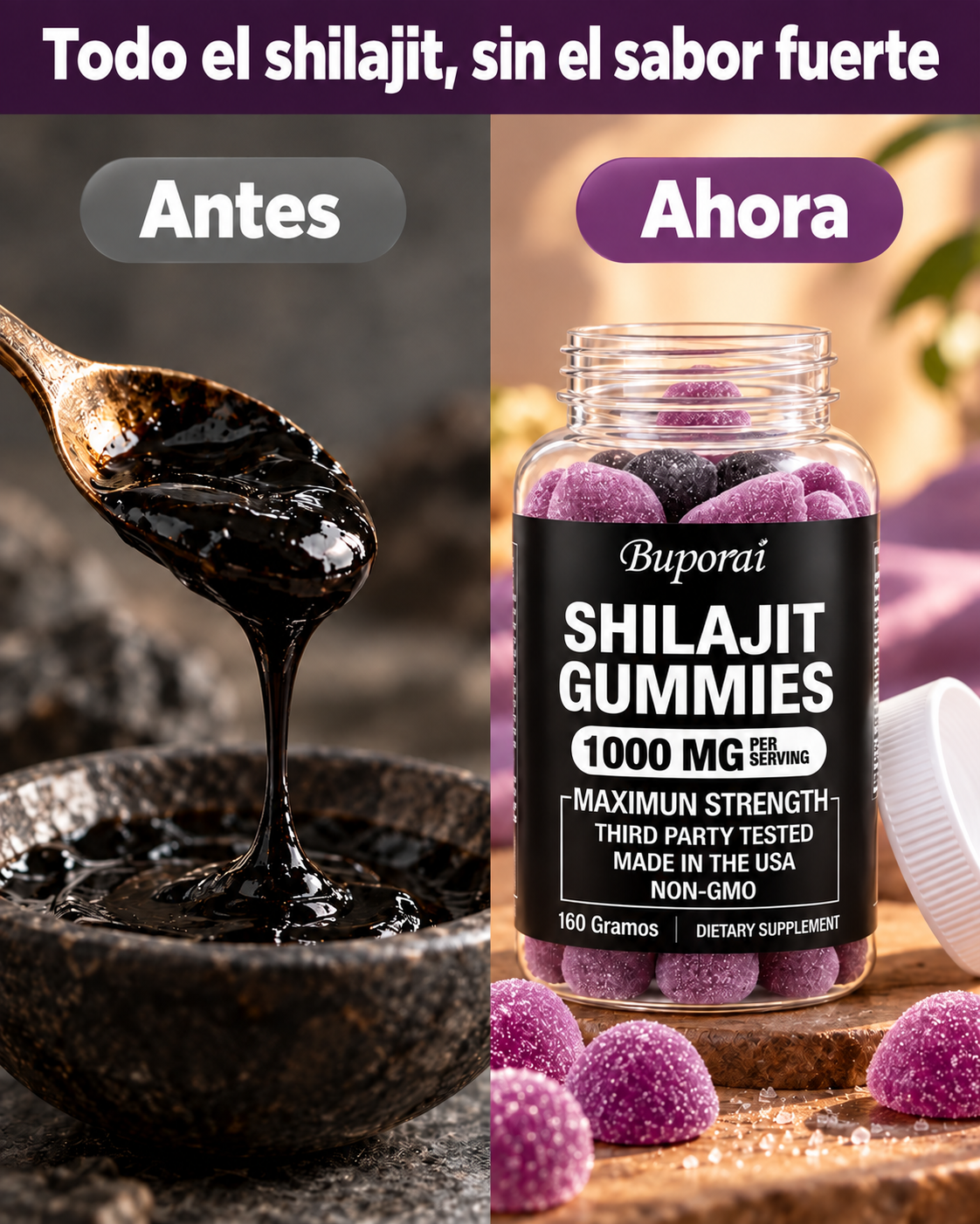 Resina vs gomitas de Shilajit