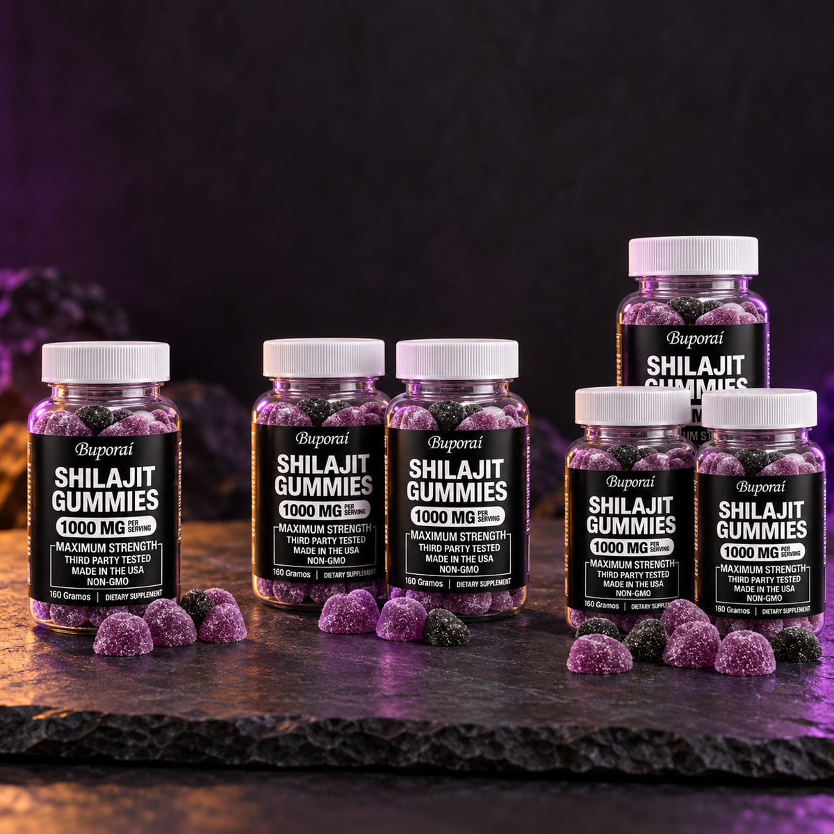 Packs de 1, 2 y 3 frascos de gomitas de Shilajit