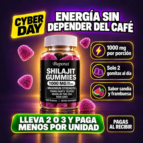 Gomitas de Shilajit 1000 mg: energía sin depender del café. Cyber Day: lleva 2 o 3 y paga menos por unidad. Pagas al recibir